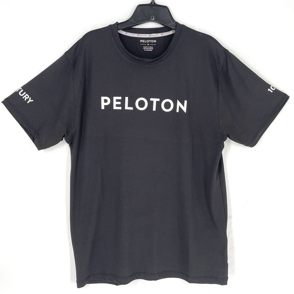 Peloton‎ Cycling Shirt Mens Size M Black Short Sleeve Century 100 Rides